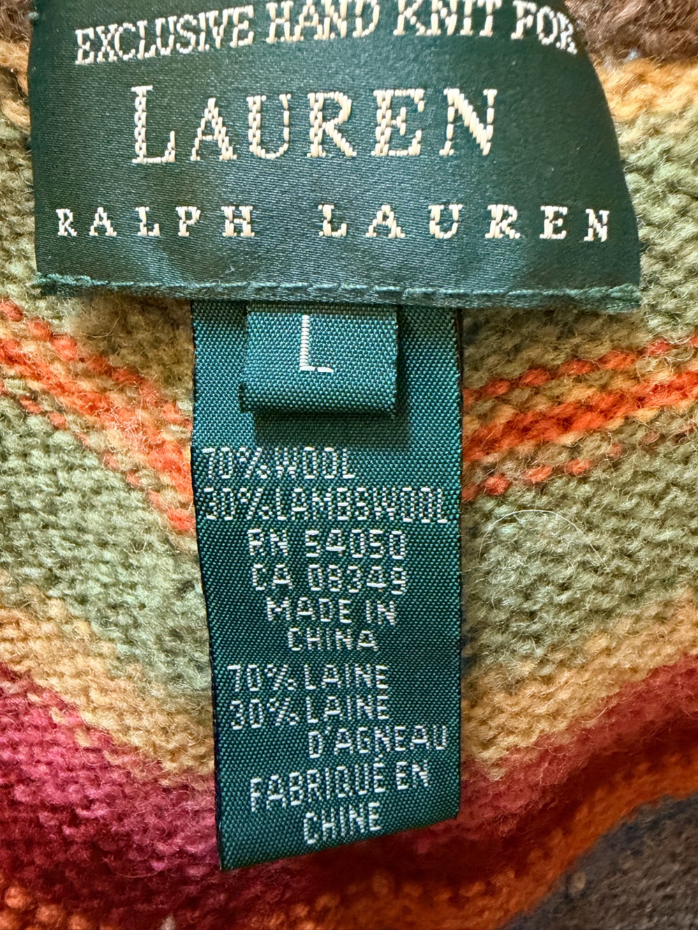 Lauren Ralph Lauren Wool Southwestern RARE Chevron Stripe Fringe Skirt Large - Picture 10 of 11